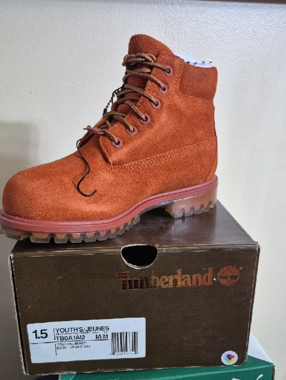 Timberland Rust Suede Lace-Up Kids' Boot - Picture 2 of 3
